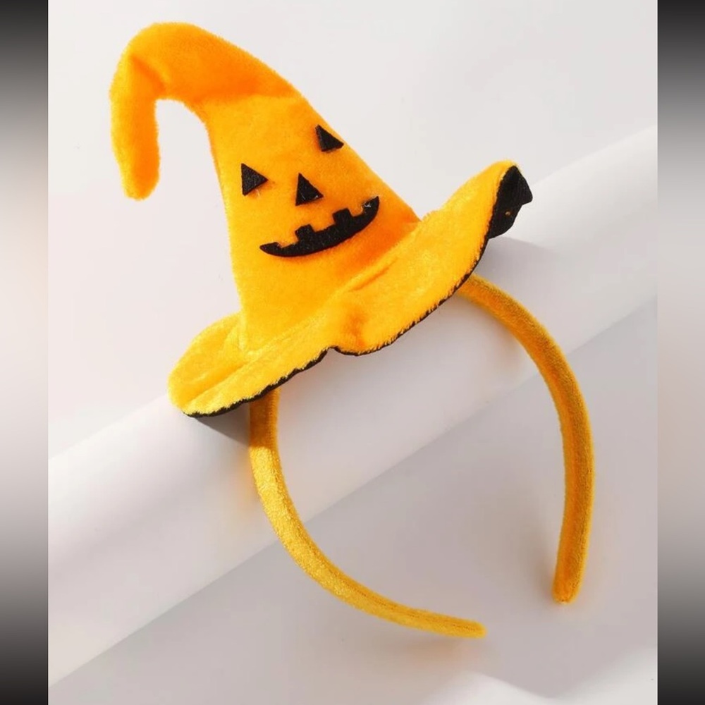 ๐ Awesome Pumpkin Jack-o-lantern Witch Hat Headdress Headband ๐